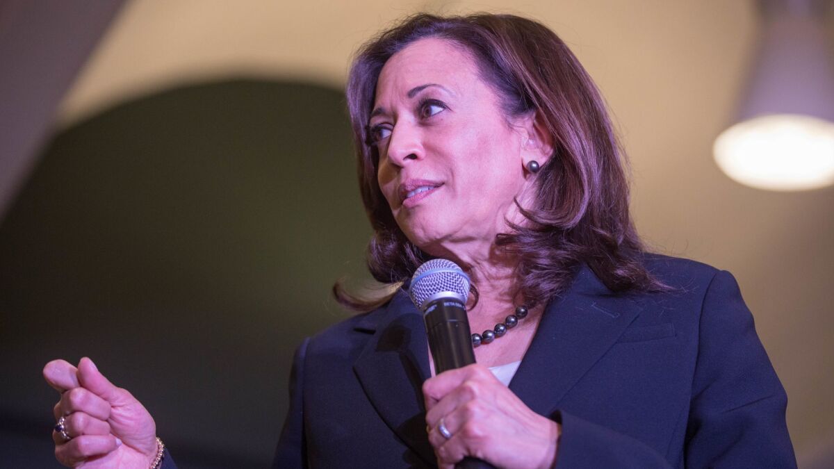 Democratic Presidential candidate Sen. Kamala Harris (D-CA) speaks during a Town Hall at Dartmouth College on April 23 in Hanover, New Hampshire.