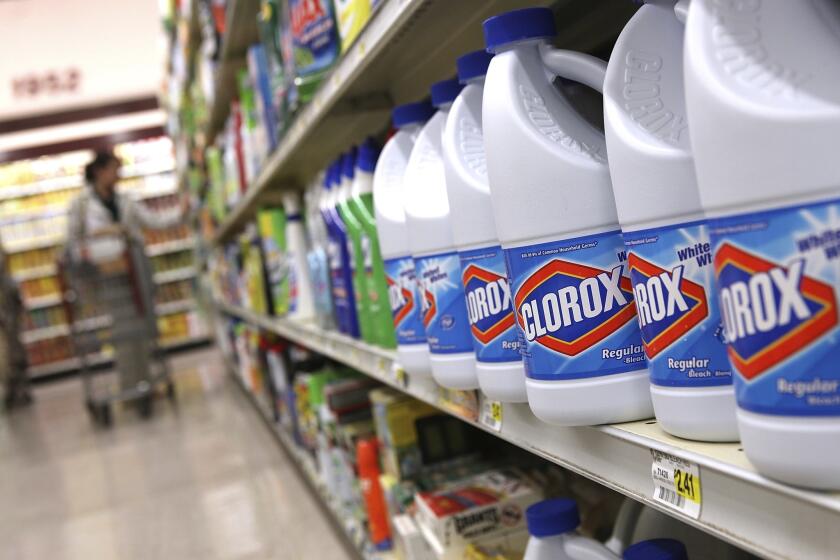 SAN FRANCISCO, CA - FEBRUARY 11: (FILE PHOTO) Bottles of Clorox bleach sit on a shelf at a grocery store on February 11, 2011 in San Francisco, California. Icahn Enterprises made a $10.2 billion buyout offer for Clorox July 14, 2011, valuing the stock at 76.50 a share. (Photo by Justin Sullivan/Getty Images) ORG XMIT: 109011394 ** TCN OUT ** ORG XMIT: CHI1107150840258662