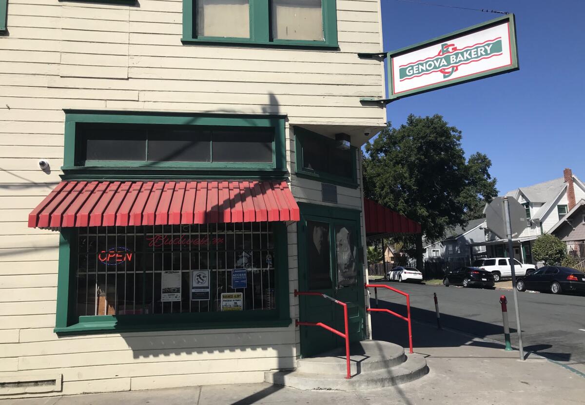 Genova Bakery, an old-world Italian deli, on the corner of N. Sierra Nevada St. and Flora St. in Stockton.