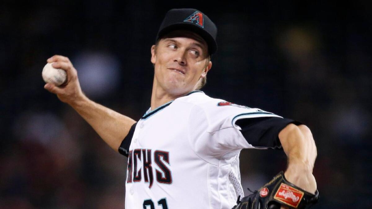 Diamondbacks right-hander Zack Greinke pitches during a game against the Rays on June 7.