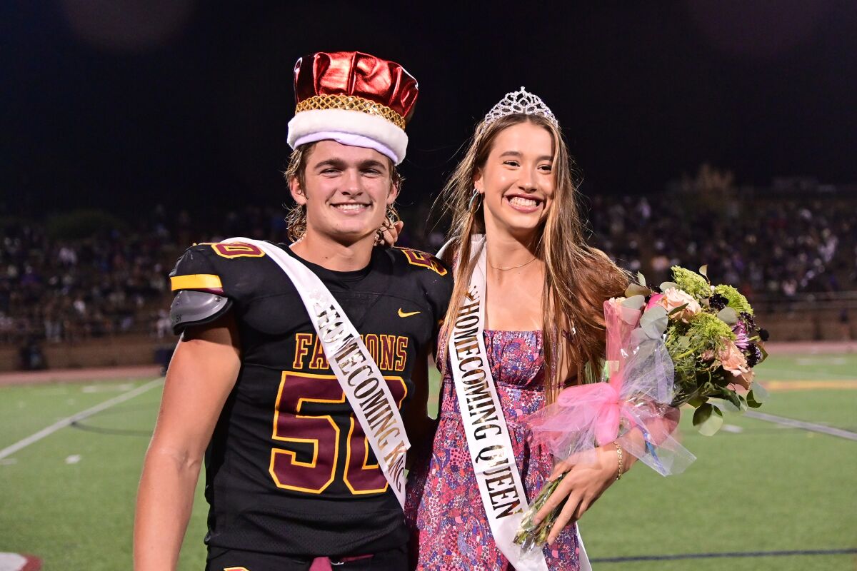 Torrey Pines homecoming king Andy Livingston with queen Grace Flanagan.