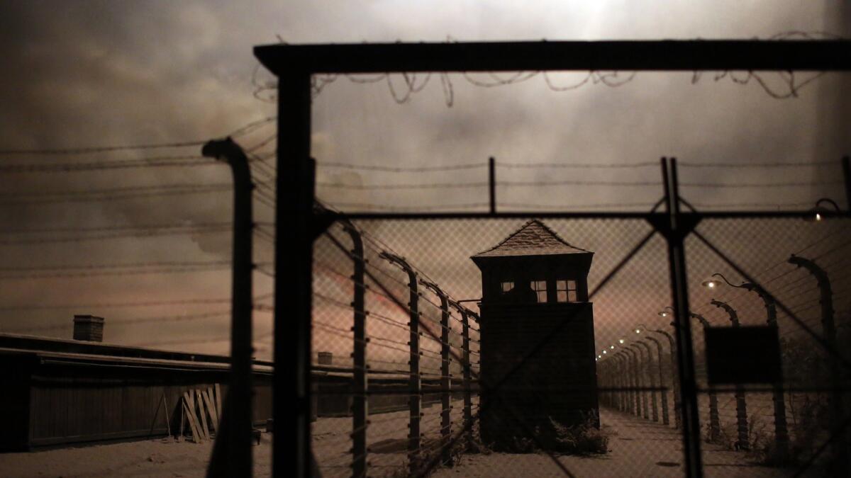 An Auschwitz-Birkenau replica is pictured at the Museum of Tolerance.