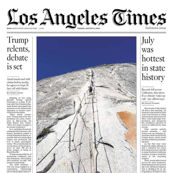 Front Page of Today's L.A. Times