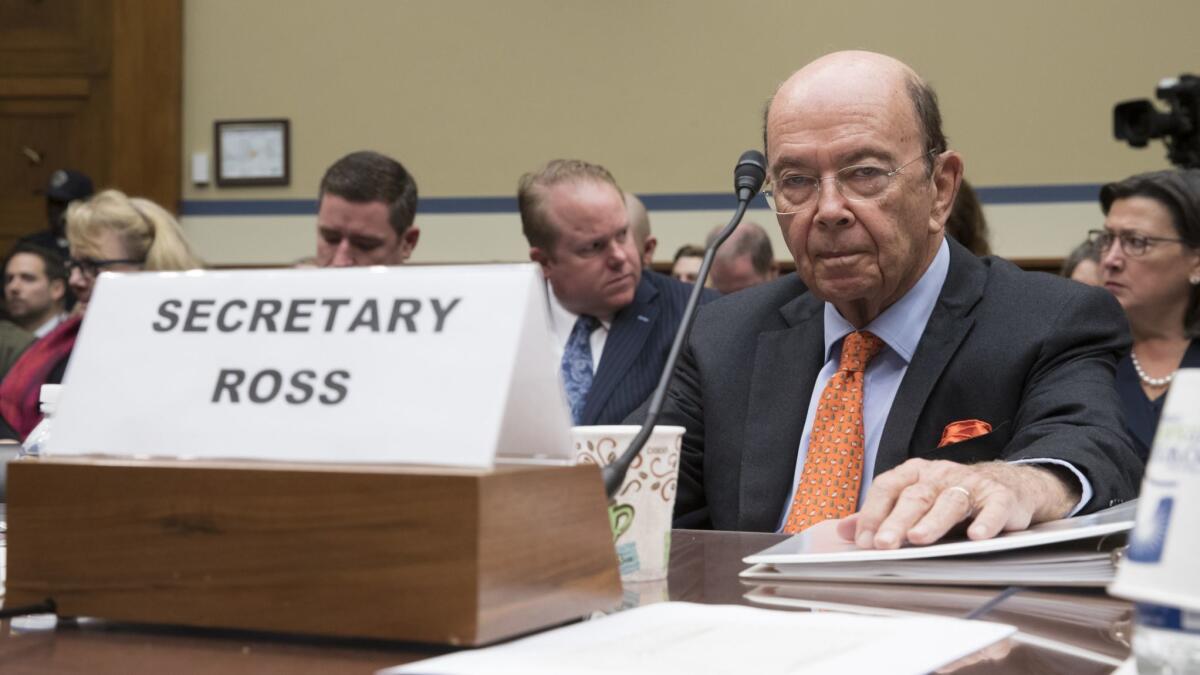 Commerce Secretary Wilbur Ross appears before the House Committee on Oversight and Government Reform to discuss preparing for the 2020 Census, on Capitol Hill on Oct. 12, 2017.
