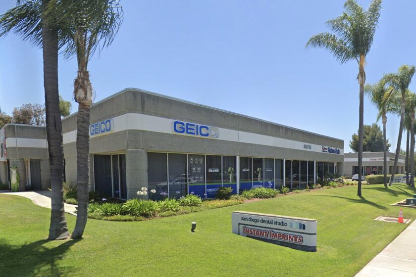 Exterior of the GEICO insurance office in San Diego. GEICO had closed all 38 California offices.