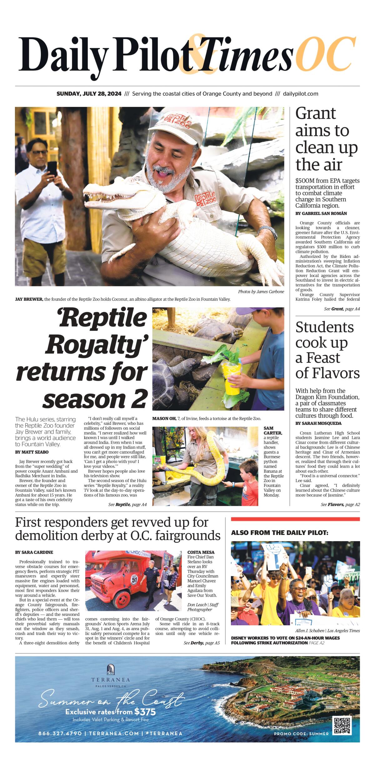 Front page of the Daily Pilot & TimesOC e-newspaper for Sunday, July 28, 2024.