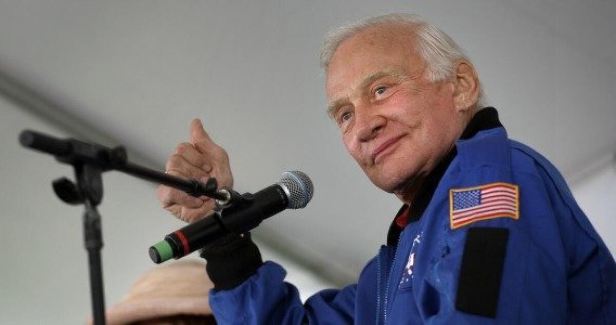 Lengardy astronaut Buzz Aldrin, one of the first people to step on the Moon in 1969, spoke at the L.A. Times Festival of Books in this 2010 file photo.
