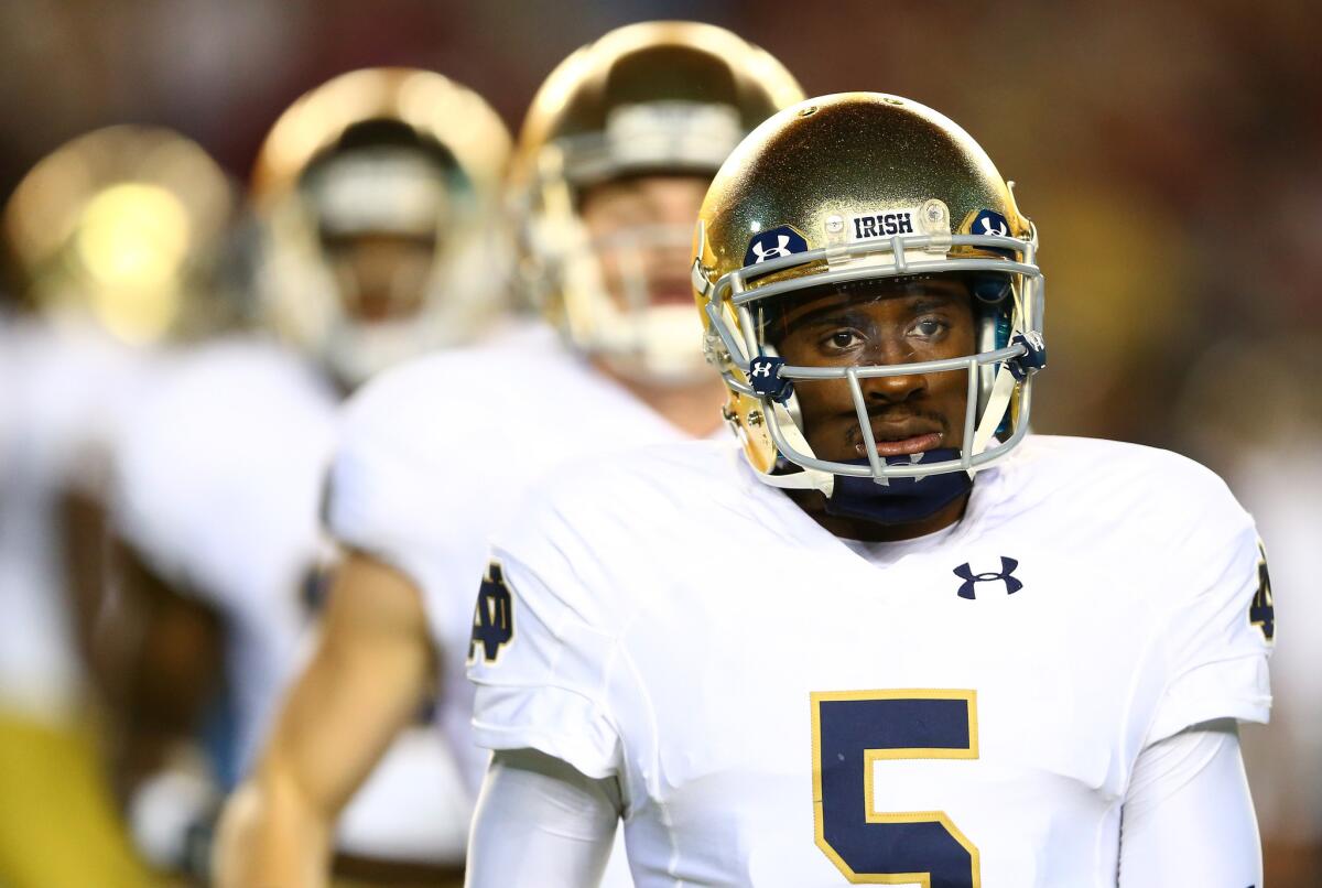 Everett Golson started at quarterback for Notre Dame in 2012 and 2014.
