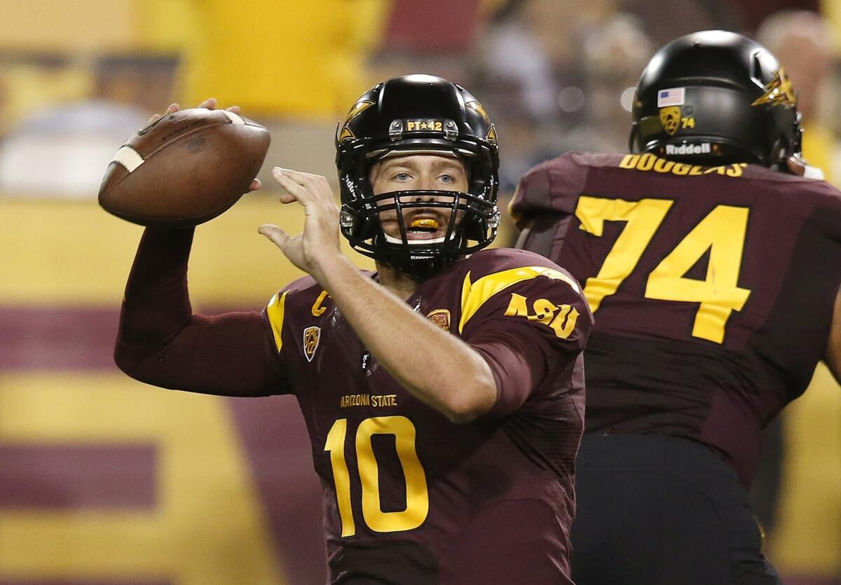 Arizona State quarterback Taylor Kelly has passed for 1,010 yards and nine touchdowns with two interceptions while missing three games this season because of an ankle injury.