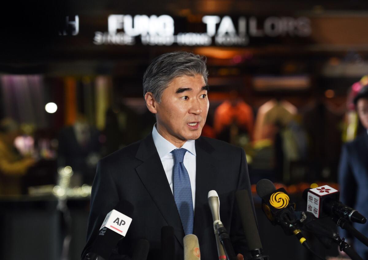 Sung Kim, U.S. special representative for North Korea policy, speaks to journalists in Beijing on Dec. 12.