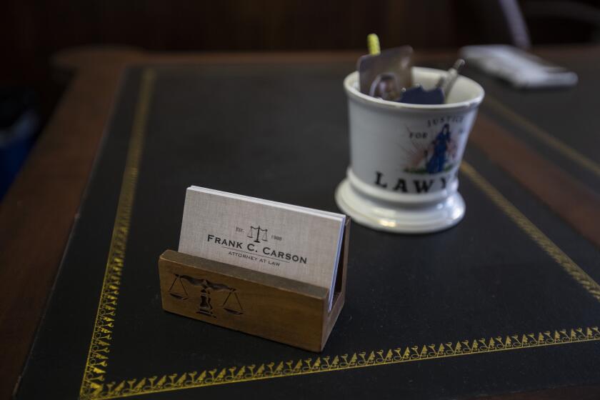 TURLOCK, CA - MARCH 25: The late Frank Carson's desk in his office on Thursday, March 25, 2021 in Turlock, CA. (Brian van der Brug / Los Angeles Times) *IMAGES FOR CHRISTOPHER GOFFARD STORY