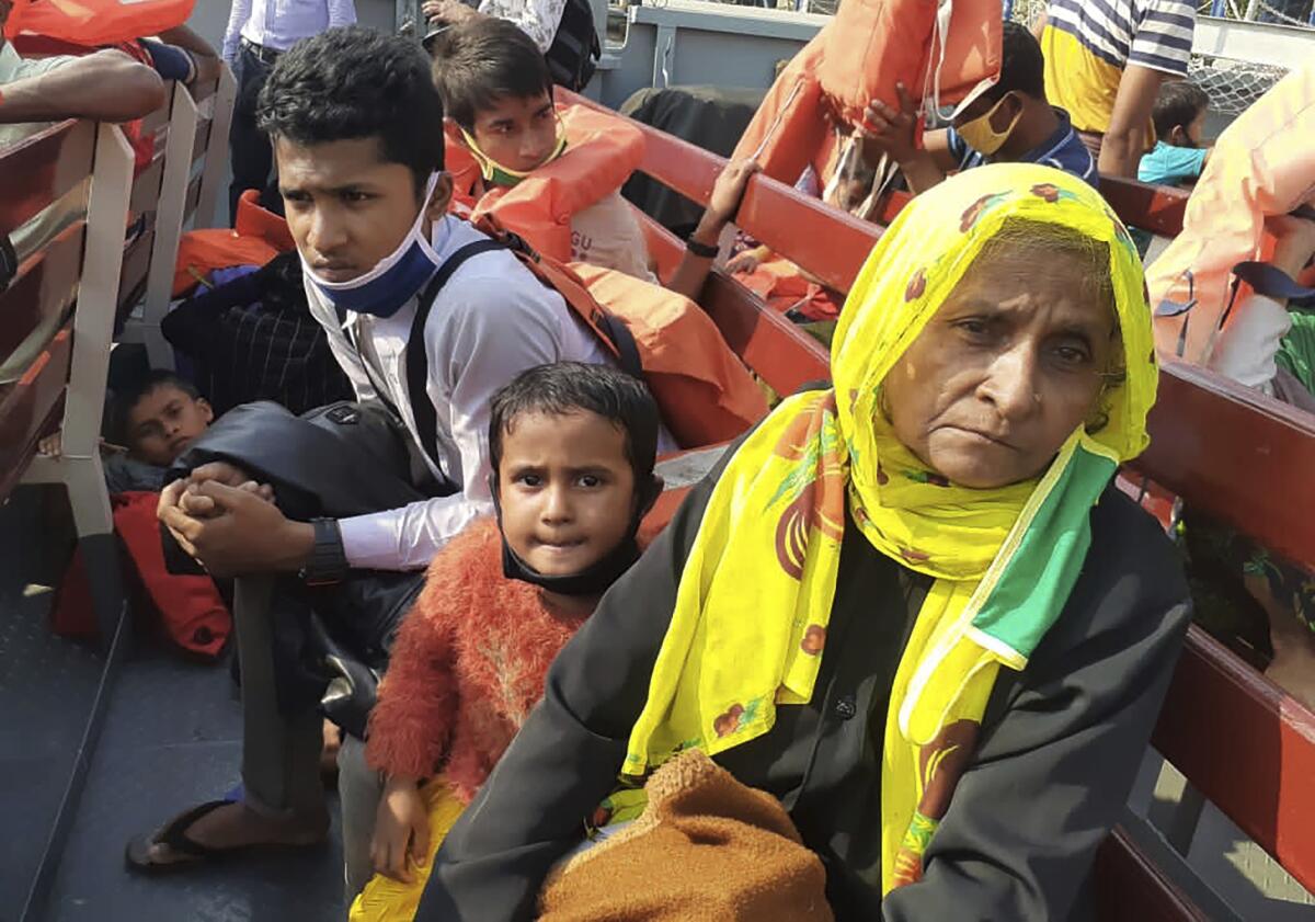 Rohingya refugees are ferried to Bhashan Char in the Bay of Bengal, from Chittagong, Bangladesh, on Dec. 4.