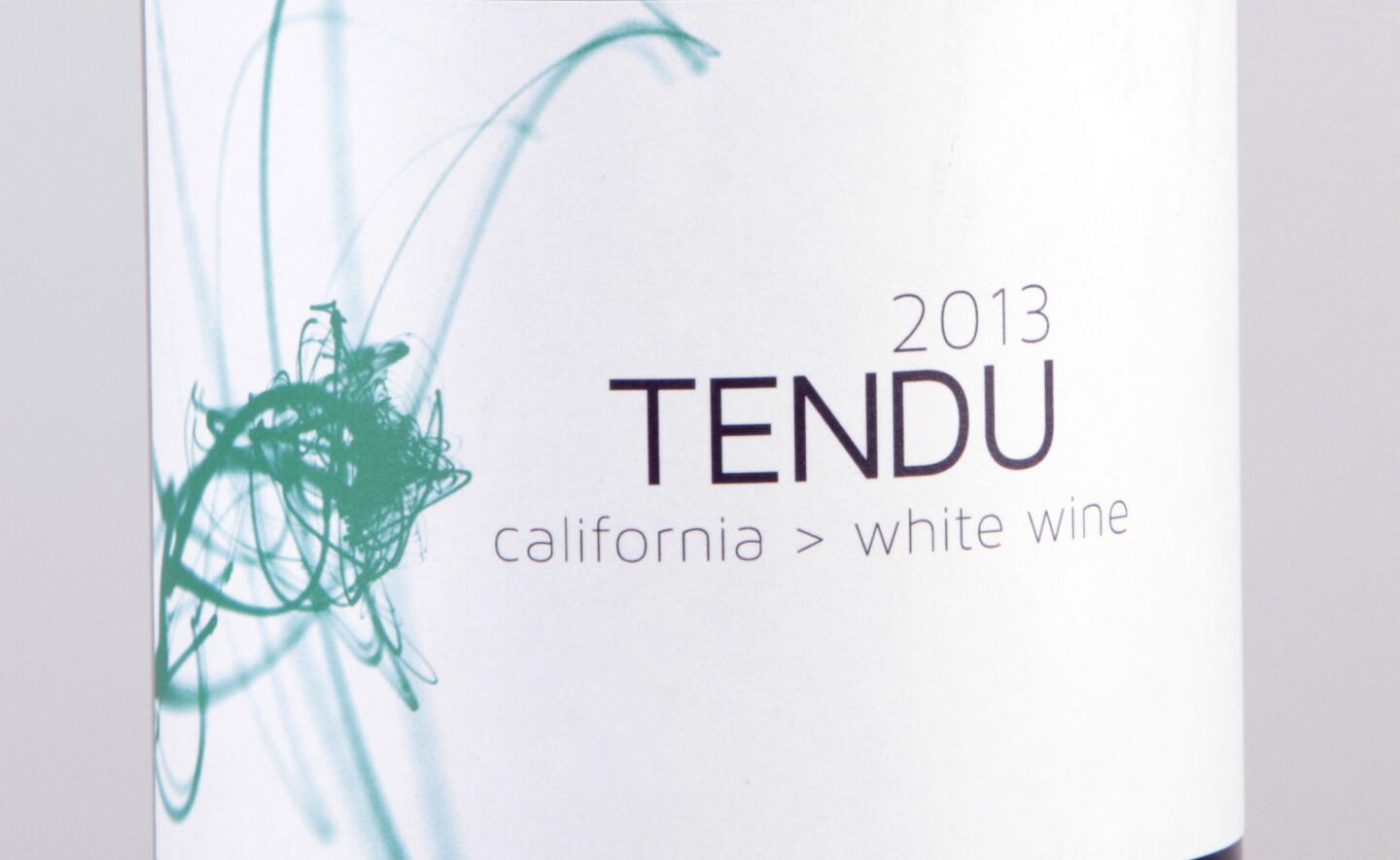 The big 1 liter bottle closed with a white cap like a soda pop. A terrific little white wine from one of California's most interesting winemakers. With its notes of grapefruit and citrus rind, Tendu white wine is a lot of wine for the money. About $20.