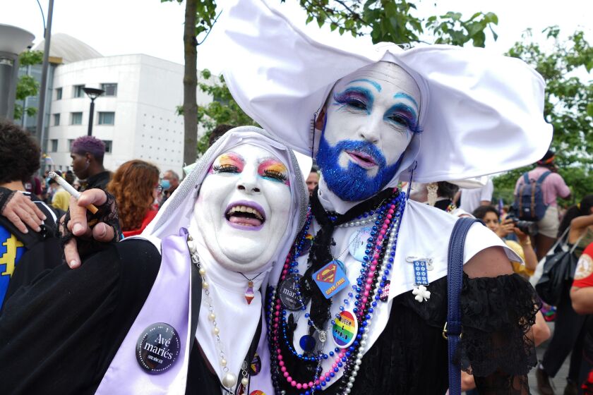 PARIS, ILE DE FRANCE, FRANCE - 2021/06/27: Sisters of Perpetual Indulgence pose for a photo during.