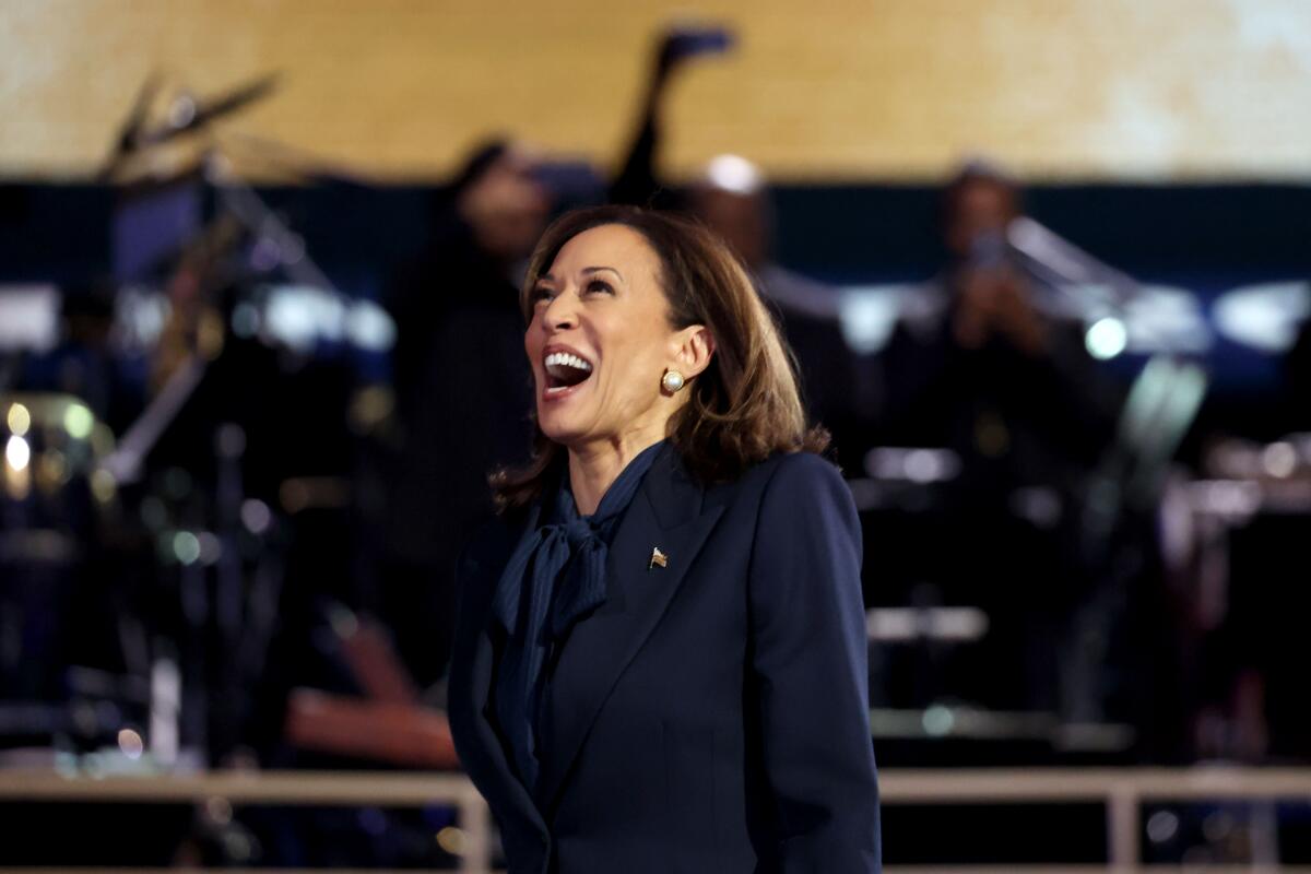 Kamala Harris on stage at the Democratic National Convention on Thursday night.