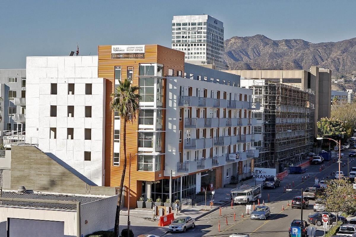 'Lex On Orange' apartments in downtown Glendale, half which is near completion and half which is at a mid-point of construction, on Wednesday, Nov. 27, 2013. Several properties are under development, many of them for apartment.