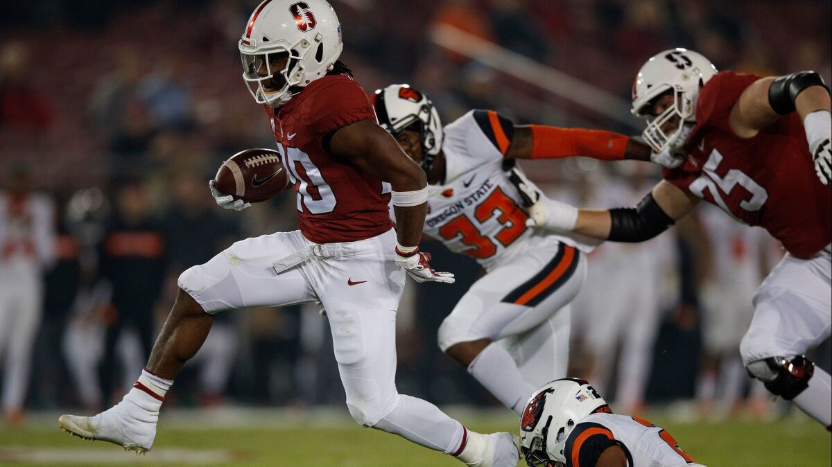 Stanford tailback Bryce Love rushes toward the end zone against Oregon State on Nov. 10.