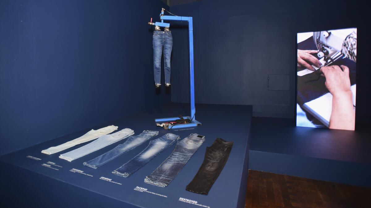 Denim at the Guess retrospective exhibit at the FIDM Museum in downtown Los Angeles. (Emma McIntyre / Getty Images for Guess Inc.)