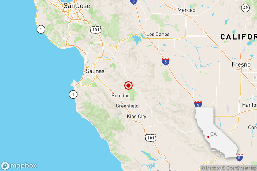 A magnitude 4.0 earthquake was reported late Saturday nine miles from Soledad, Calif.