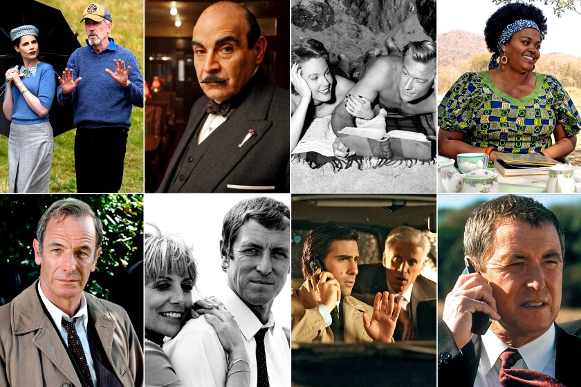 A collage of stills from eight mystery television shows