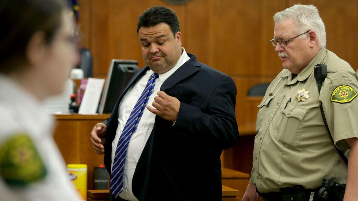 Keith Vallejo leaves the courtroom in Provo, Utah on March 30.