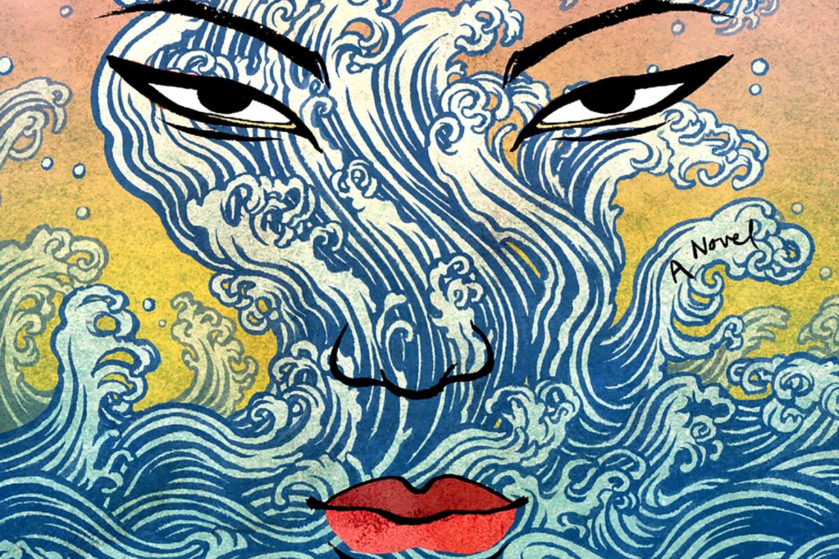 a face in an illustration of a big wave