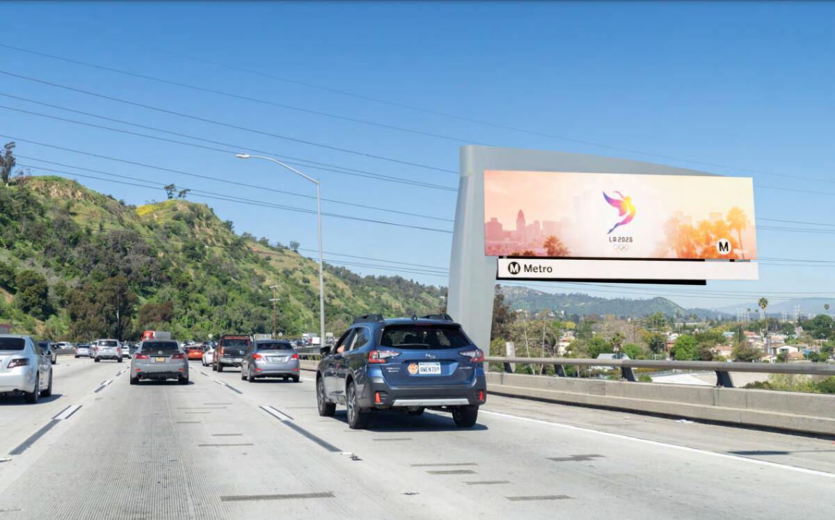 Rendering of a billboard planned along the 5 Freeway near Elysian Park