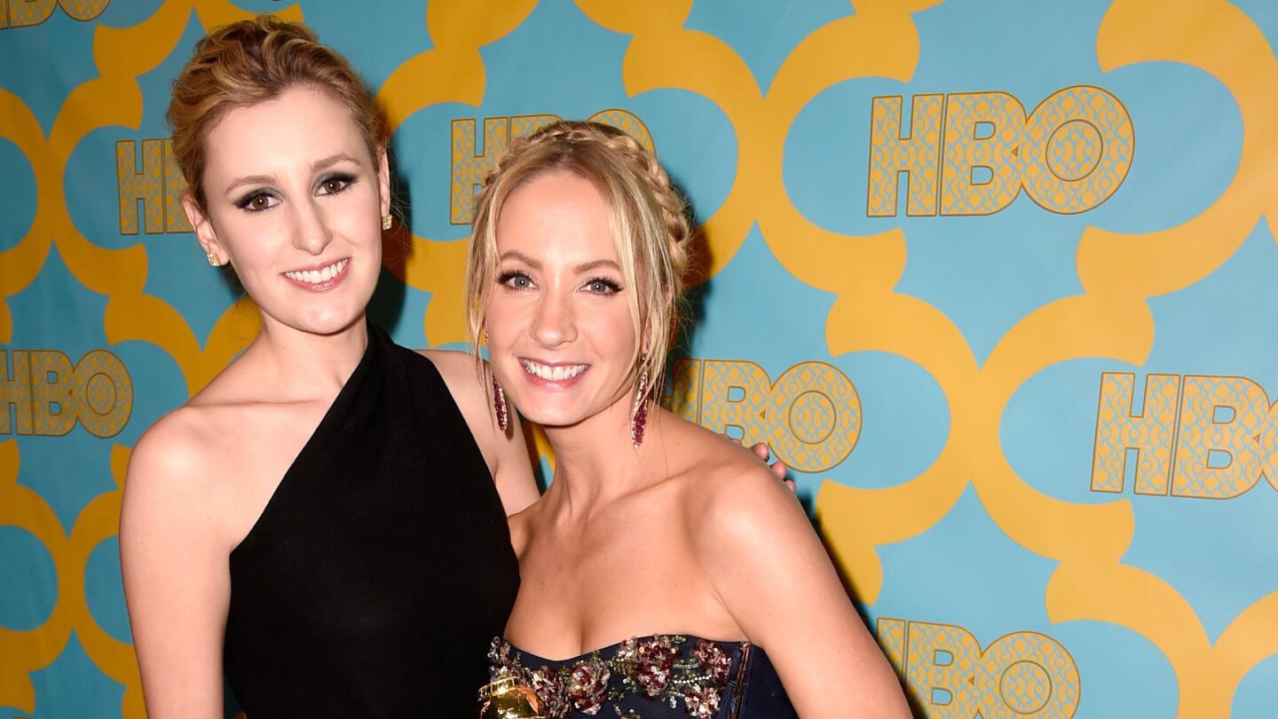"Downton Abbey" actresses Laura Carmichael and Joanne Froggatt. Stars gathered at HBO's Golden Globes after-party at the Beverly Hilton Hotel in Beverly Hills.