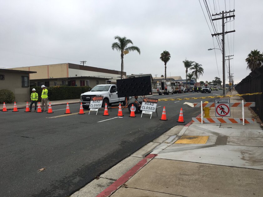 Several roads in Barrio Logan were closed much of Friday after a big-rig struck a power pole in the morning.