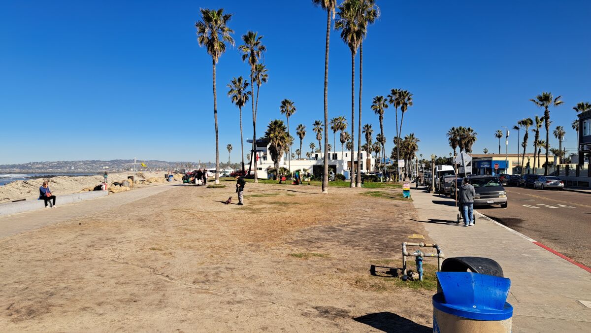 Veterans Plaza in Ocean Beach is empty of vendors the morning of Feb. 1.