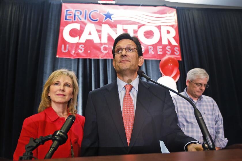 House Majority Leader Eric Cantor (R-Va.) delivers his concession speech in Richmond on Tuesday.