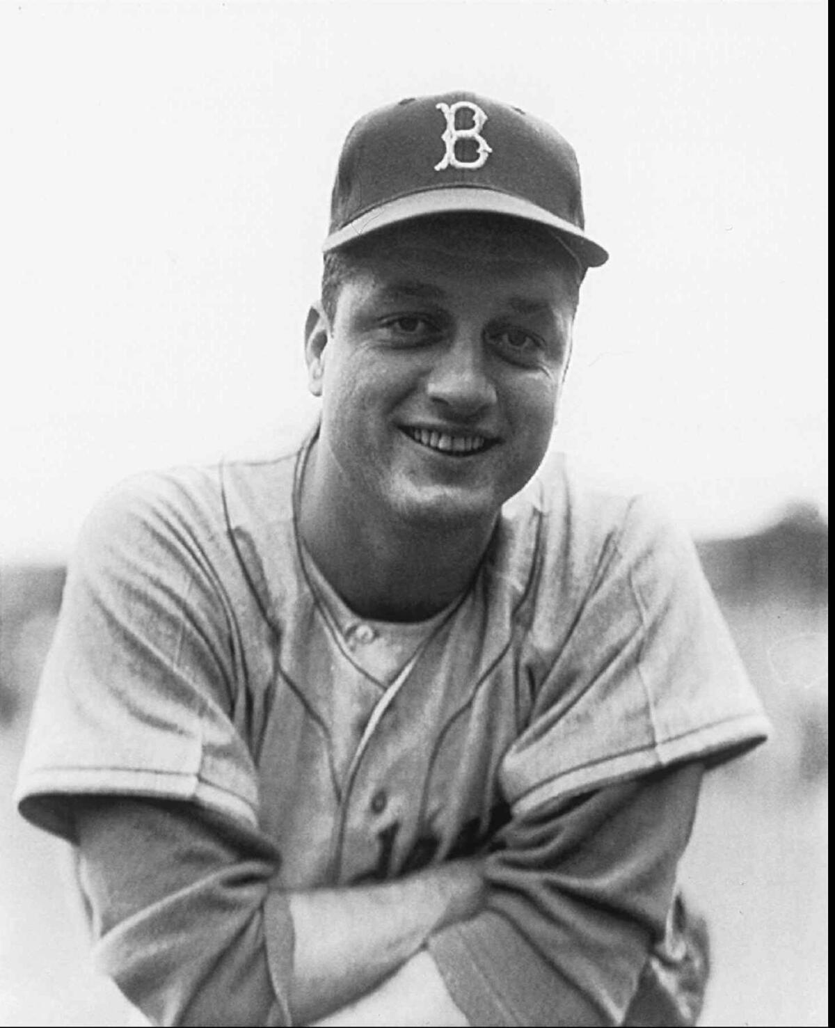 Tommy Lasorda is shown in this undated file photo when he was a player for the Brooklyn Dodgers. (George Brace / Associated Press)