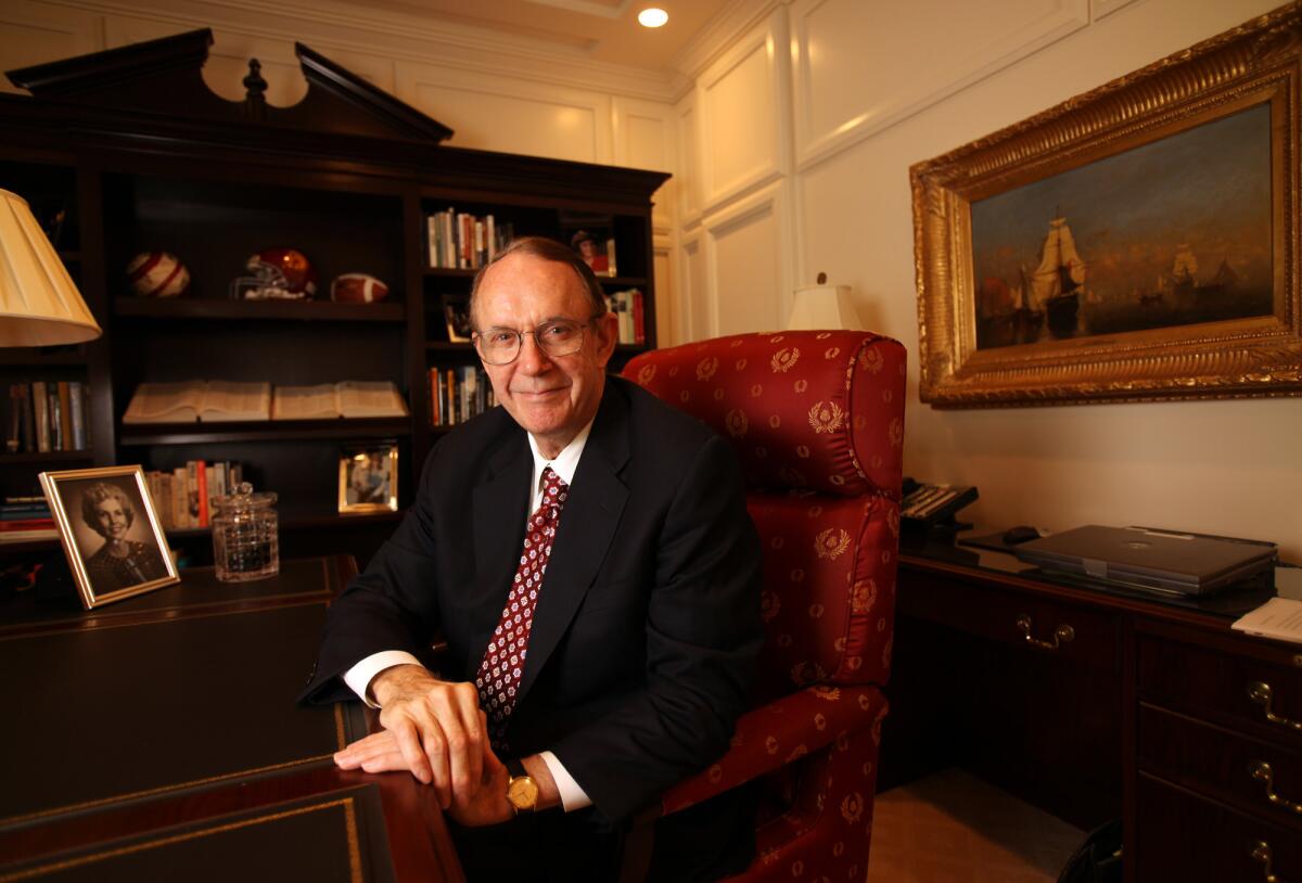 Steven Sample, USC president in his office on the campus on October 27, 2009.