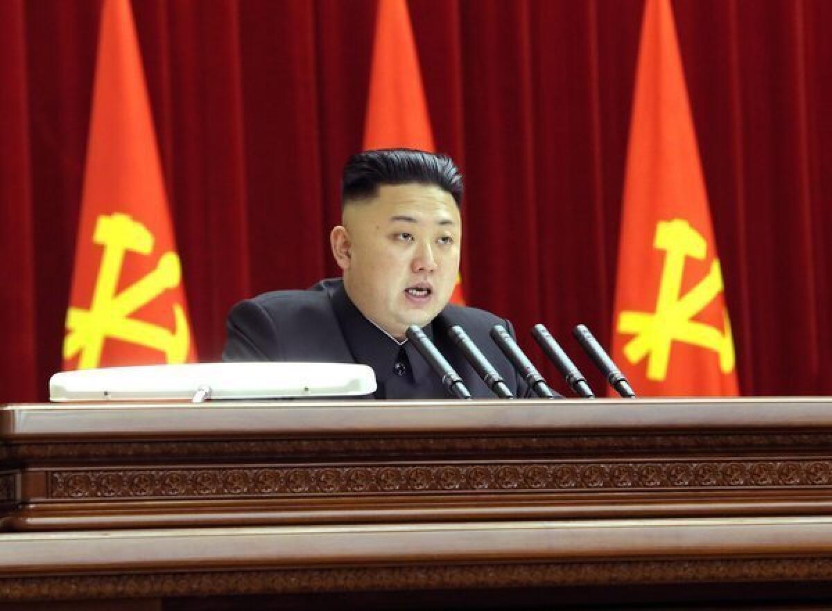 North Korean leader Kim Jong-un speaks during a plenary meeting of the Central Committee of the Workers' Party of Korea in Pyongyang. South Korea's president told its military to respond powerfully to North Korean provocations, amid heightened tensions on the peninsula.