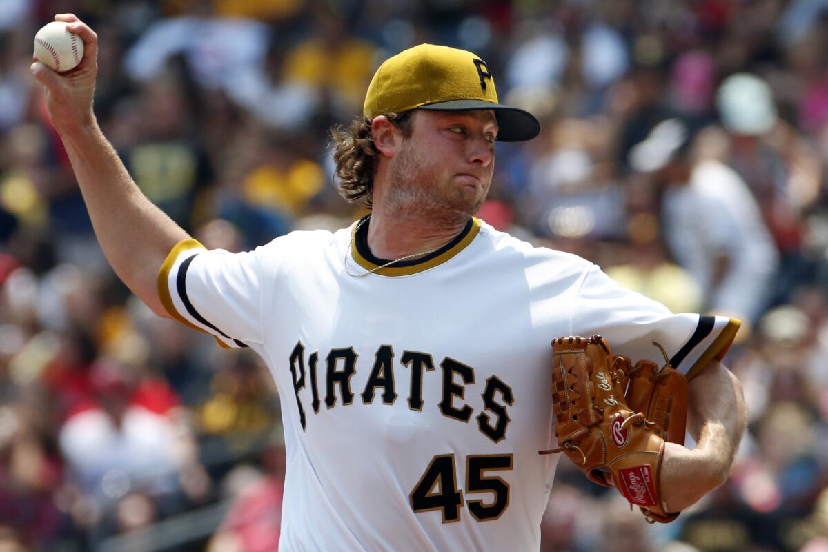 Pirates starter Gerrit Cole delivers July 5 during the first inning against the Indians.