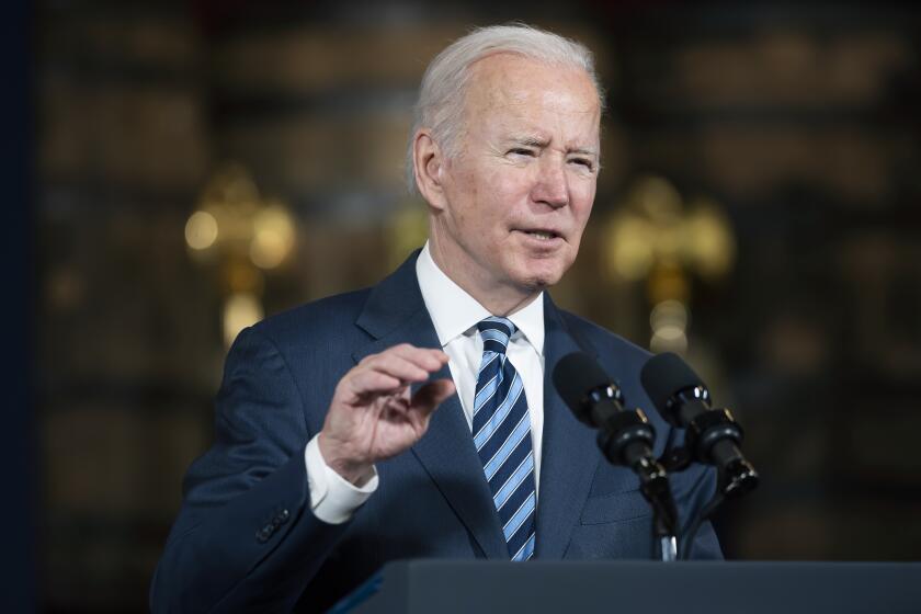 President Joe Biden speaks the about the long-delayed cleanup of Great Lakes harbors and tributaries polluted with industrial toxins at the Shipyards, Thursday, Feb. 17, 2022, in Lorain, Ohio. Cleanup will accelerate dramatically with a $1 billion boost from Biden's infrastructure plan. (AP Photo/Ken Blaze)