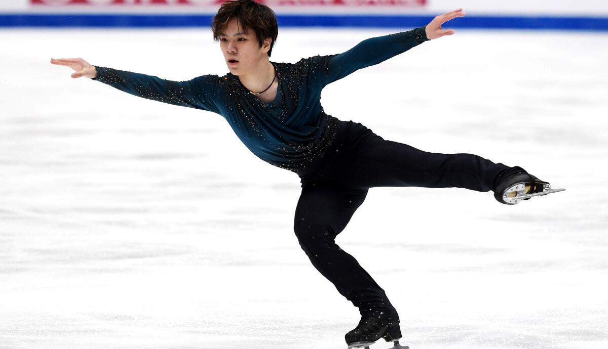 Shoma Uno performs his routine during the men's free skate on Saturday night.