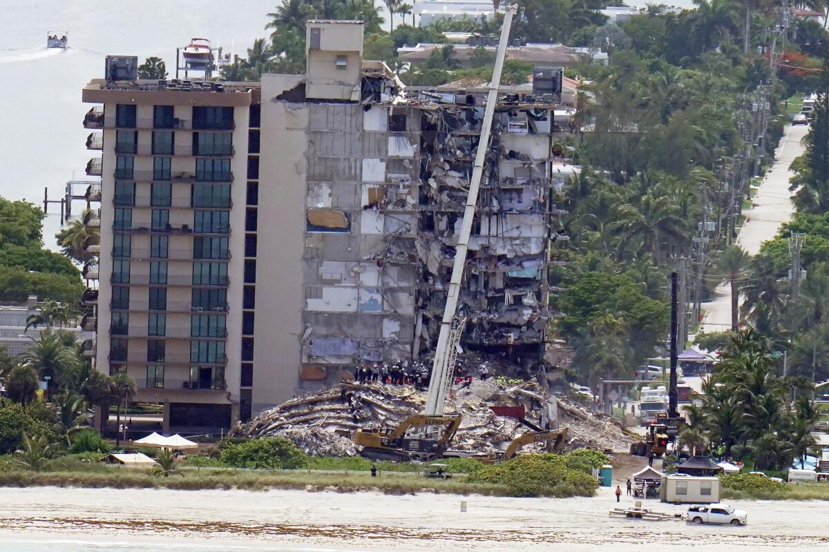 View of collapsed side of Miami-area condo tower