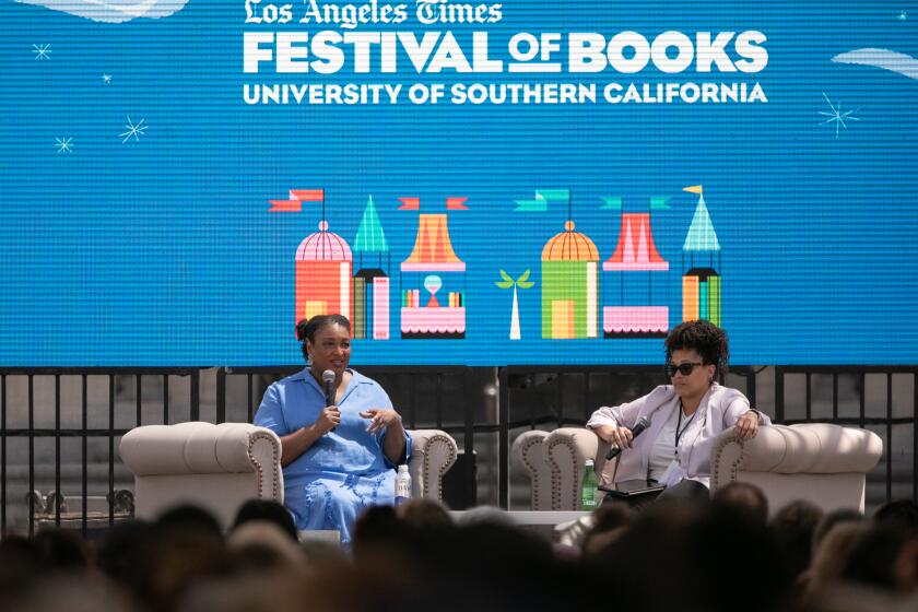 Los Angeles, CA - April 23: Stacey Abrams (left) talks to Erika D. Smith at the 43rd annual LA Times Festival of Books on Sunday, April 23, 2023 in Los Angeles, CA. (Jason Armond / Los Angeles Times)