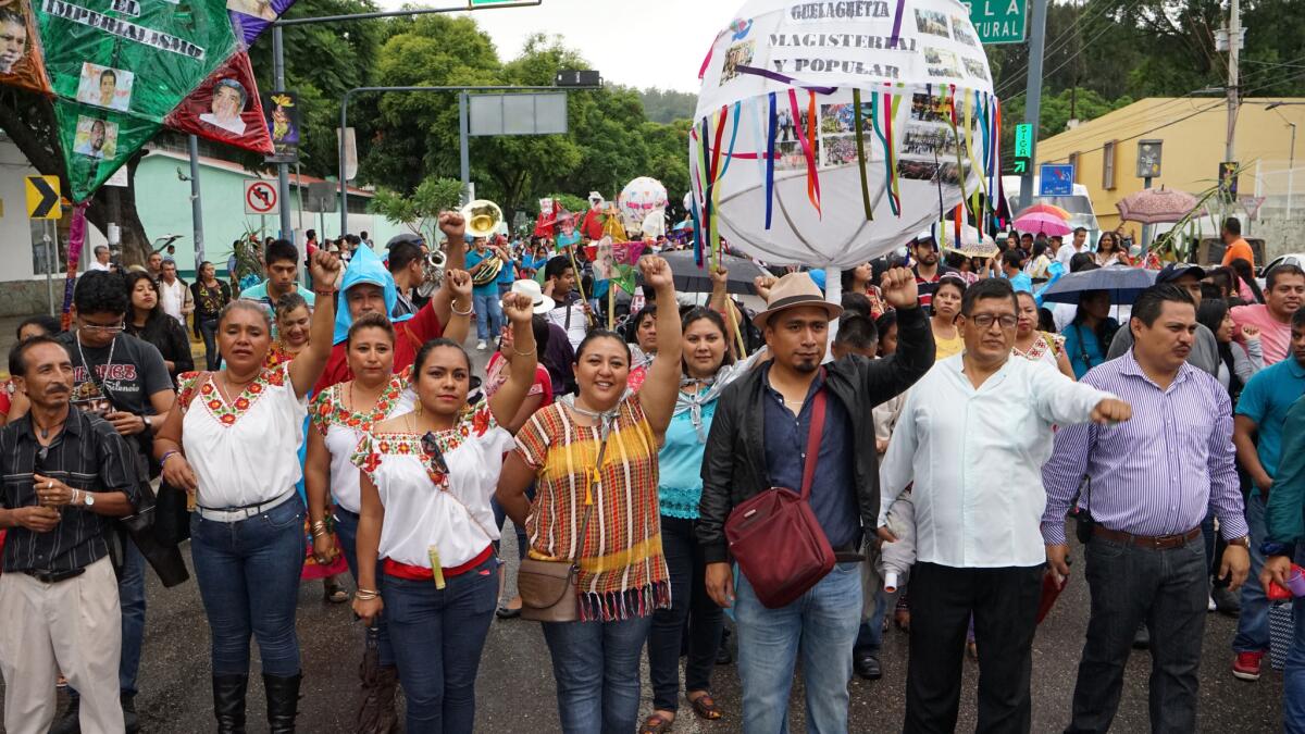 Protesting teachers and their supporters took part in their own pre-Guelaguetza activities separate from the official festivities.
