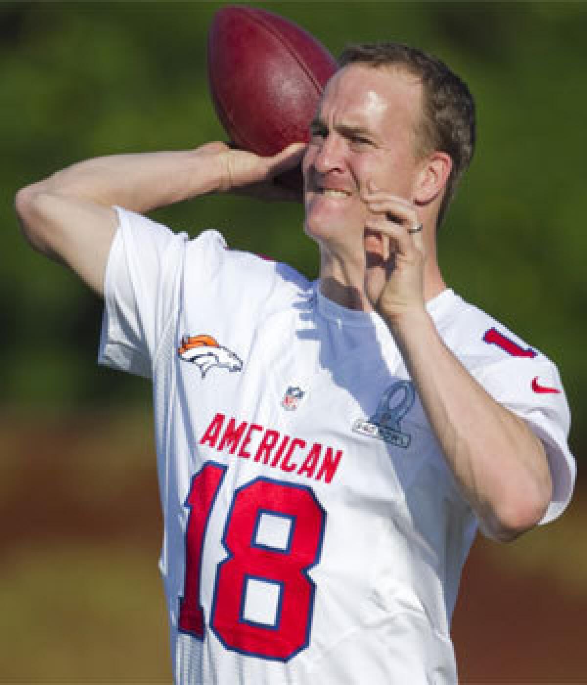 Peyton Manning took the Pro Bowl seriously. Check out that look of determination on his face -- and that was just at practice Friday.