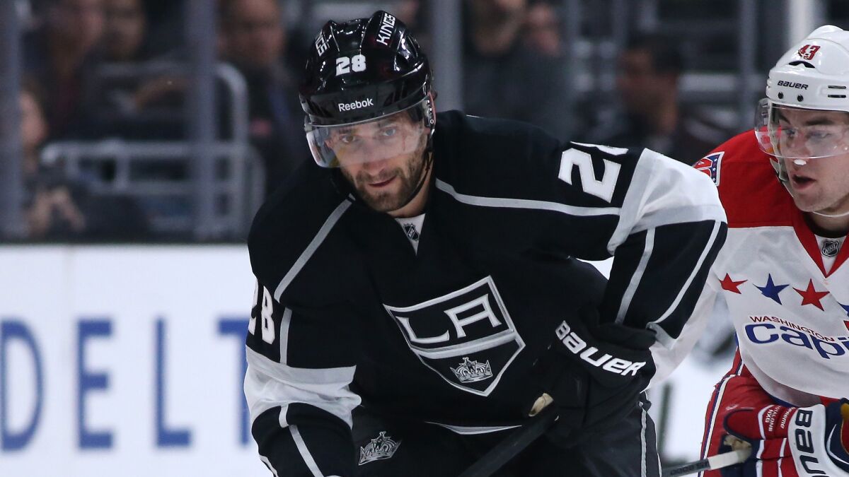 Kings center Jarret Stoll skates with the puck during a game against the Washington Capitals on Feb. 14.