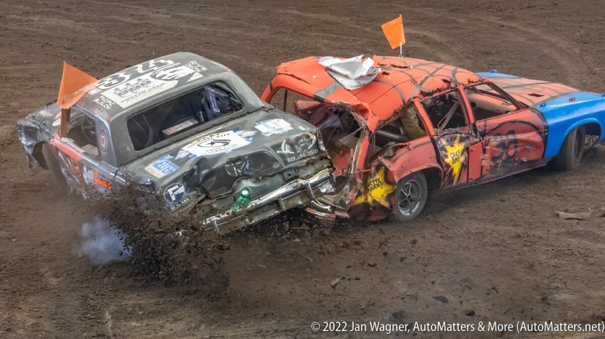 Firefighter demolition derby at the San Diego County Fair.