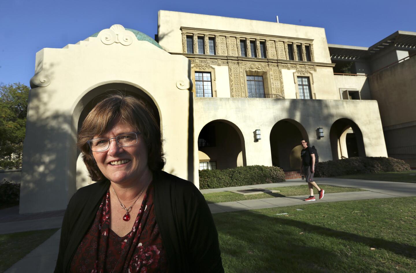 Lucy Jones is photographed outside Caltech. Authoritative yet nurturing, the 'earthquake lady' has a knack for making a complicated point so simple it seems obvious.