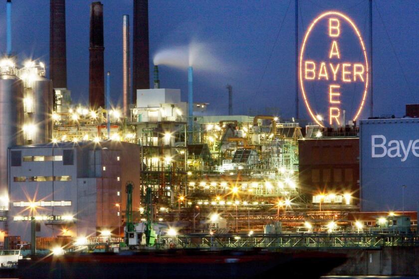 A plant of German pharmaceuticals and chemicals giant Bayer in Leverkusen, Germany, is shown in 2007.