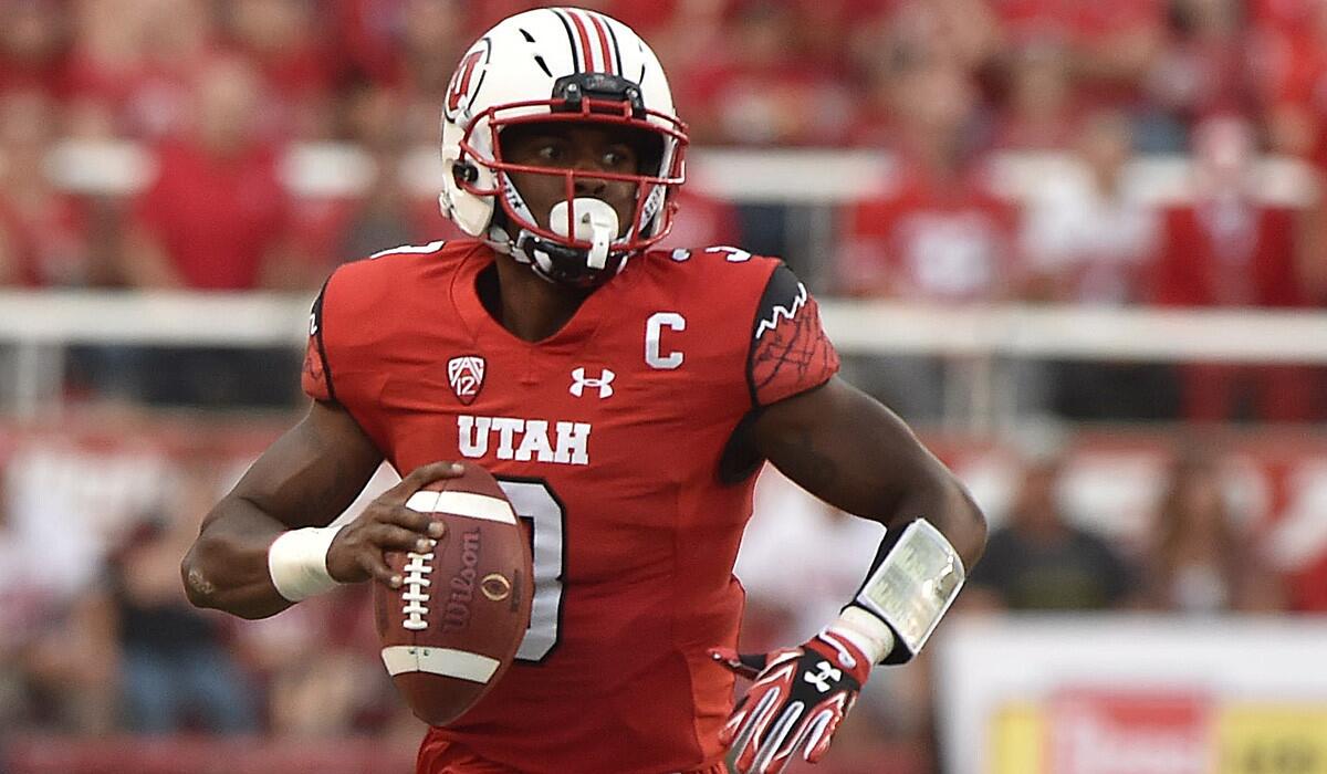 Utah quarterback Troy Williams looks to pass against Southern Utah on Sept. 3.