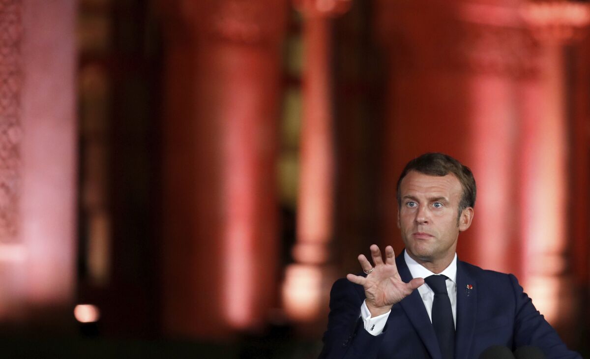 At a news conference in Beirut on Tuesday, French President Emmanuel Macron urges Lebanon's political class to reform.