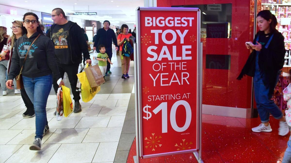 Shoppers hit the Westfield mall in Arcadia in December 2017.