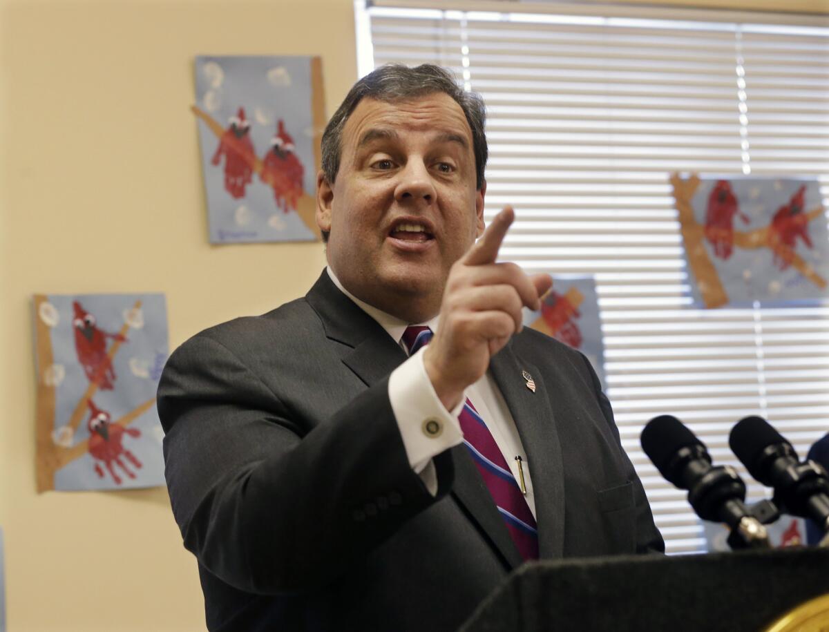 New Jersey Gov. Chris Christie speaks last week in Toms River, N.J.