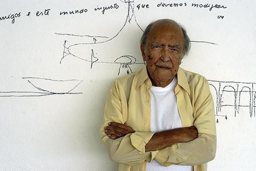 Brazilian architect Oscar Niemeyer's signature style features futuristic round and curving designs. His formative experience came in 1934 when he joined a team of Brazilian architects collaborating with Swiss architect Le Corbusier on a new Ministry of Education and Health in Rio de Janeiro.